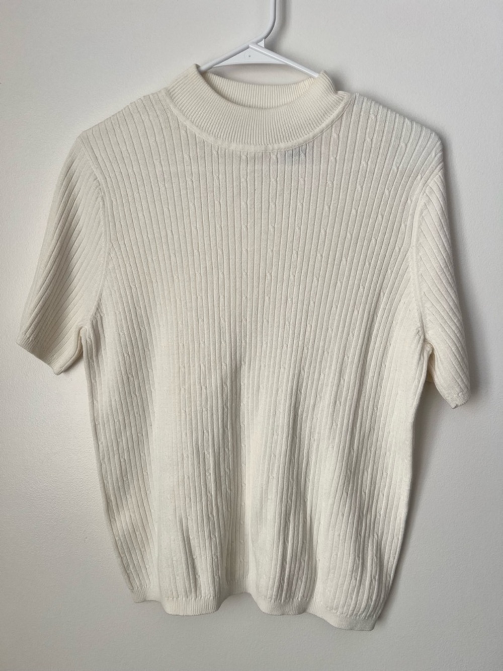 Laura Scott Cream Ribbed Mock Turtleneck Sweater